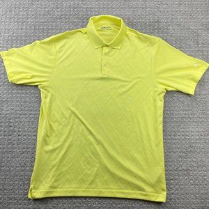 Nike Golf Fit Dry Shirt Men Large L Yellow Swoosh Polo Buttons Golfer Outdoors